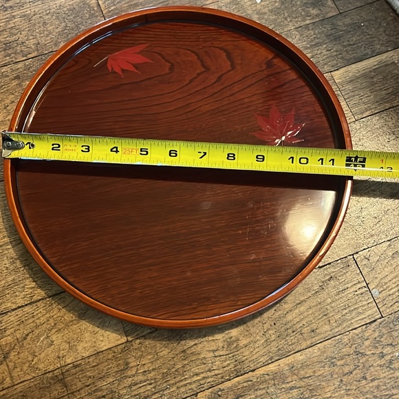 Japaness lacquered round Wood tray - Picture 6 of 7